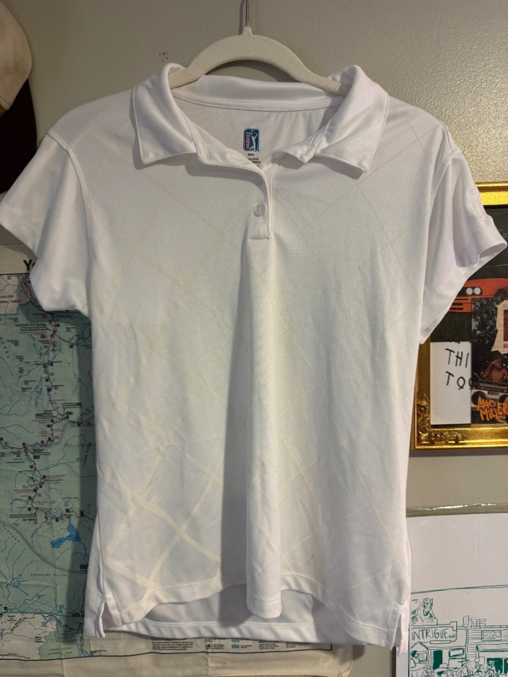 PGA Tour White Polo With X Design On The Front